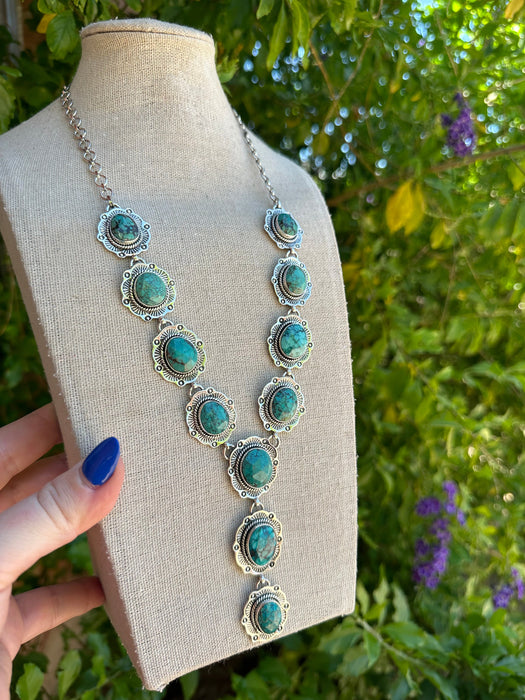 Handmade Turquoise & Sterling Silver Summer Lariat Necklace