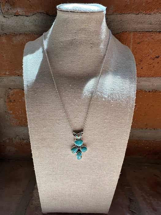 Handmade Sterling Silver & Turquoise 5 Stone Necklace