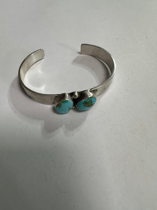 Beautiful Kathleen Livingston Navajo Sterling Sonoran Moutain Turquoise Bracelet Cuff Signed