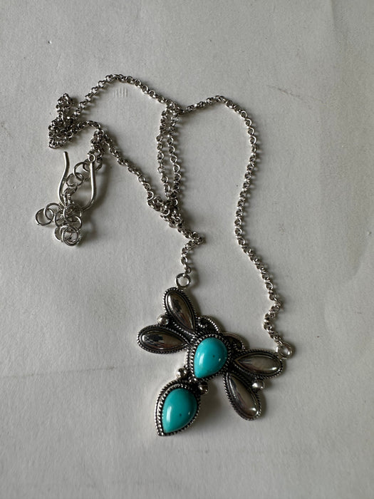 Beautiful Handmade Sterling Silver & Turquoise Dragonfly Necklace