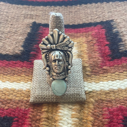 Beautiful Navajo Sterling Silver & Turquoise Chief Adjustable Ring Signed Russell Sam - Culture Kraze Marketplace.com