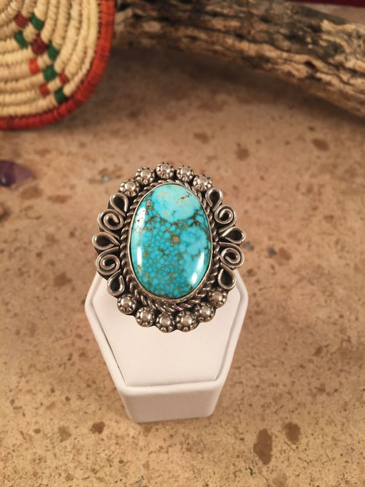 Blue Ridge Turquoise & Sterling Silver Navajo Ring Size 6.5 Signed - Culture Kraze Marketplace.com