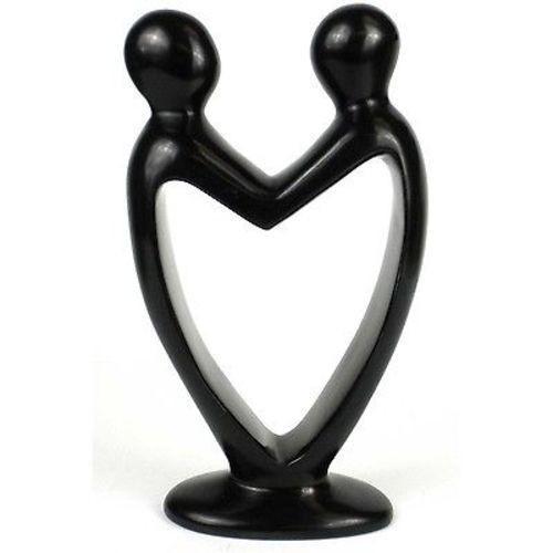 Handcrafted Soapstone Lover's Heart Sculpture in Black - Culture Kraze Marketplace.com