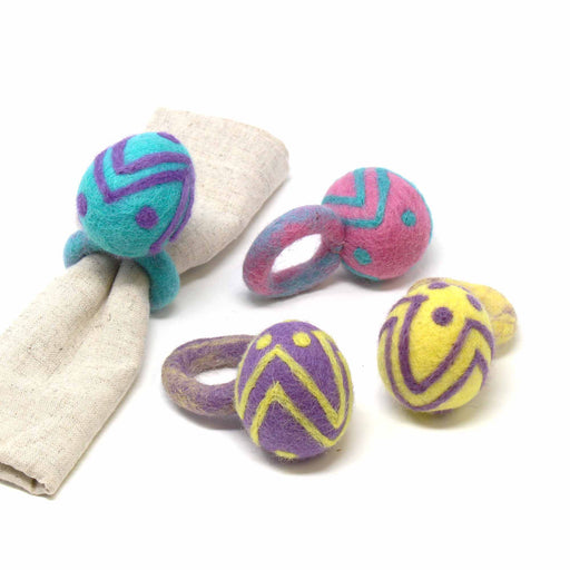 Easter Egg Napkin Rings, Set of Four Colors - Global Groove (T) - Culture Kraze Marketplace.com