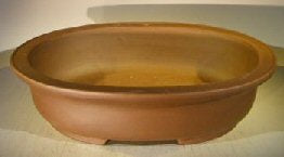 Tan Unglazed Ceramic Bonsai Pot - Oval   16.5" x 13.25" x 3.75" OD 14.25" x 11" x 3" ID - Culture Kraze Marketplace.com