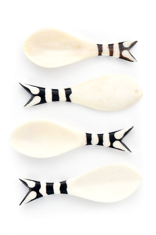 Set of Four Hand Carved Bone Fish Spoons - Culture Kraze Marketplace.com