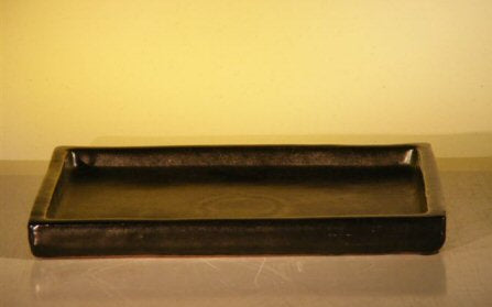 Black Ceramic Humidity/Drip Bonsai Tray (Rectangle)   8.0" x 5.75 x 1.0" OD 7.25" x 5.0" x .5" ID - Culture Kraze Marketplace.com