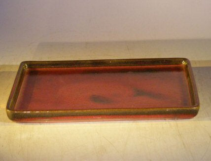 Parisian Red Ceramic Humidity/Drip Bonsai Tray - Rectangle  10" x 7.5" x .75" OD 9.25" x 6.75" x .5" ID - Culture Kraze Marketplace.com