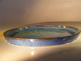 Blue Ceramic Humidity/Drip Bonsai Tray - Round    12.0" x 1.5" OD / 11.0" X 1.0" ID - Culture Kraze Marketplace.com