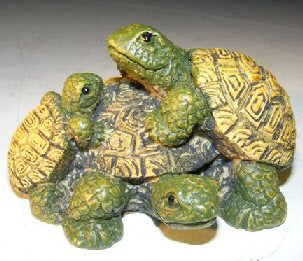 Miniature Turtle Figurine   Three Turtles - Two climbing on back - Culture Kraze Marketplace.com