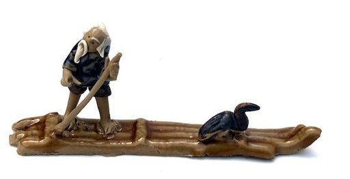 Miniature Figurine Man Riding On Raft With Single Duck - 1.25" - Culture Kraze Marketplace.com