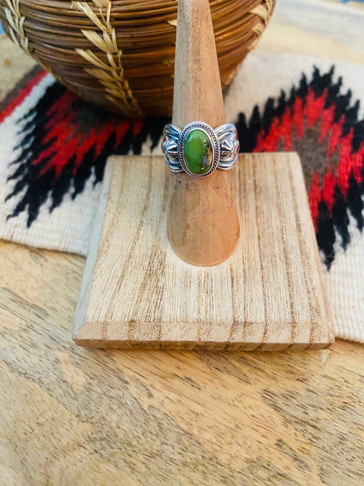 Navajo Sonoran Gold Turquoise & Sterling Silver Ring Size 6 - Culture Kraze Marketplace.com