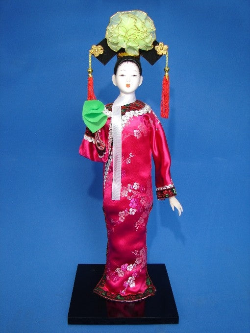 Traditional Oriental Collectible 12" Doll in Walking with Wooden Base - Culture Kraze Marketplace.com