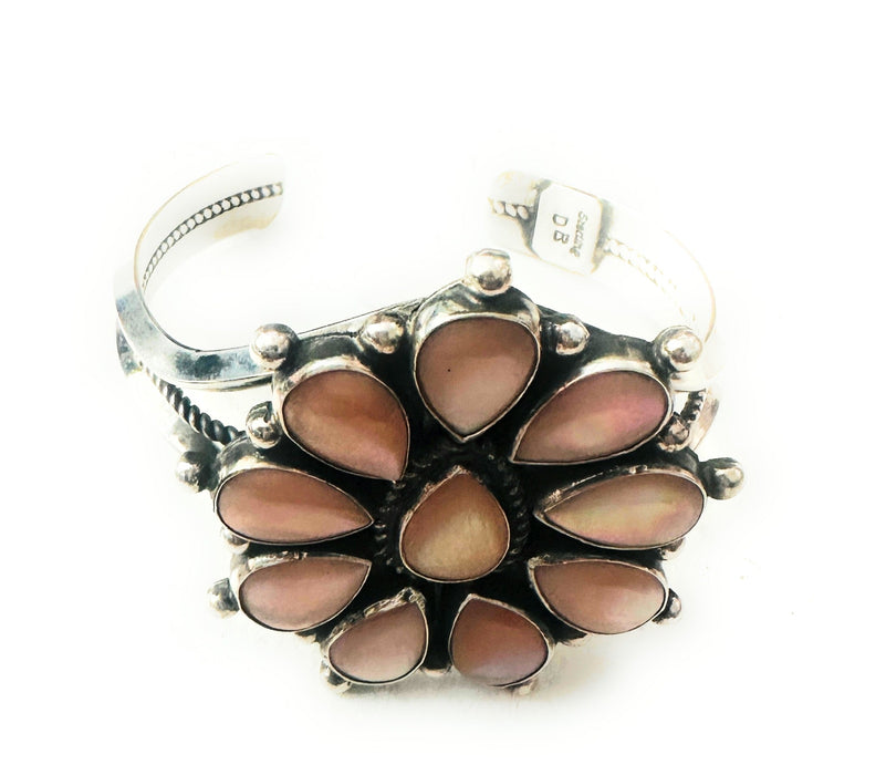 Navajo Sterling Silver & Mother of Pearl Cuff Bracelet