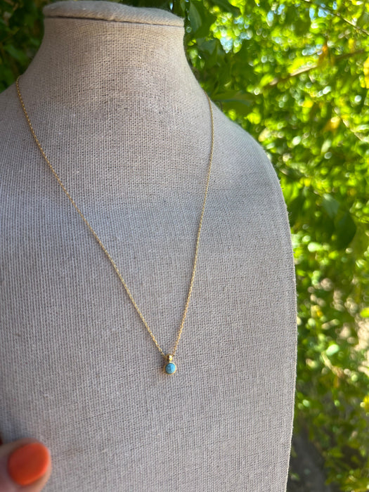 “The Golden Collection” THE DOT Handmade Turquoise 14k Gold Plated 16” Necklace