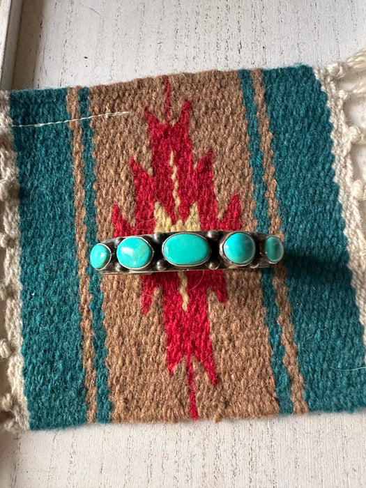 Navajo Turquoise & Sterling Silver Cuff Bracelet by Kathleen Livingston