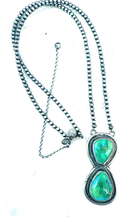 Navajo Sterling Silver & Sonoran Mountain Turquoise Beaded Necklace
