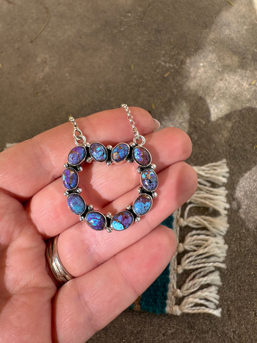 Handmade Sterling Silver & Purple Dream Mojave Heart Necklace