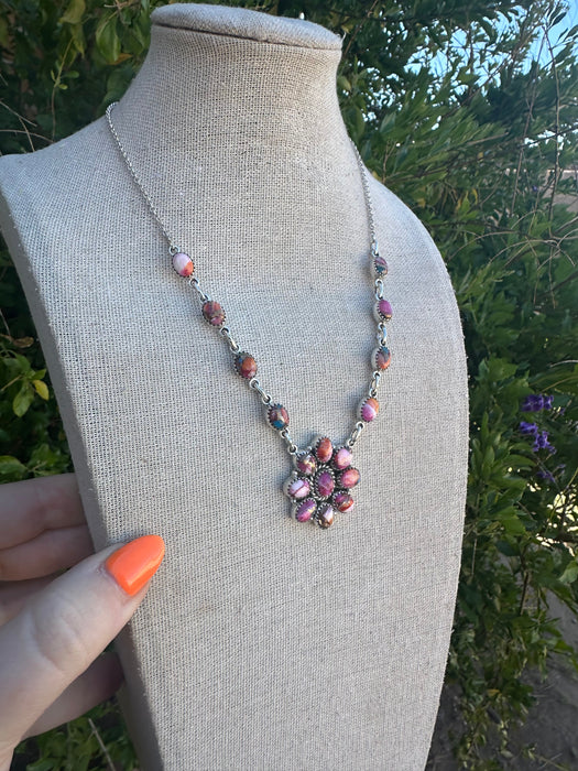 Handmade Sterling Silver & Pink Dream Mojave Necklace