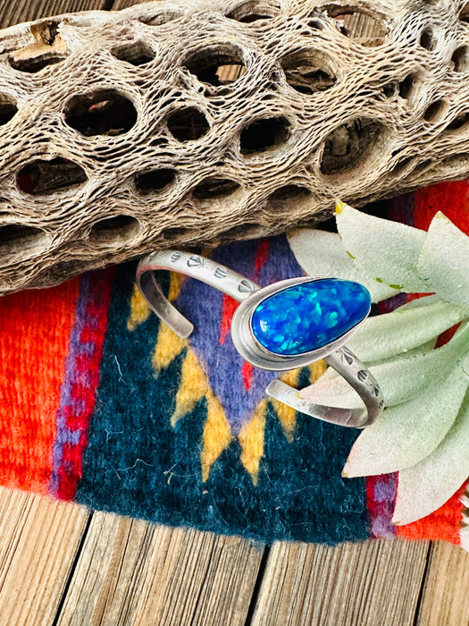 Navajo Blue Opal & Sterling Silver Cuff Bracelet