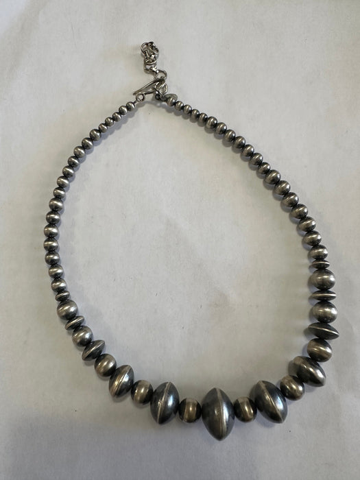 Handmade Graduated Sterling Silver Graduated Bead Beaded 4-10mm Necklace w/ 2 Inch Extender