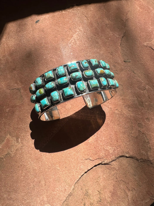 Handmade Turquoise & Sterling Silver Adjustable Cuff Bracelet