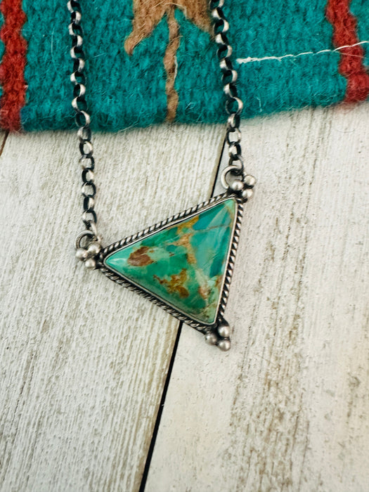 Navajo Sterling Silver & Royston Turquoise Triangle Necklace