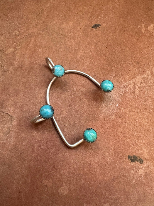 Navajo Sterling Silver & Turquoise Floating Stone Ear Cuff Signed Emer Thompson