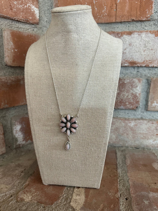 Blooming Cluster Handmade Sterling Silver & Pink Conch Necklace