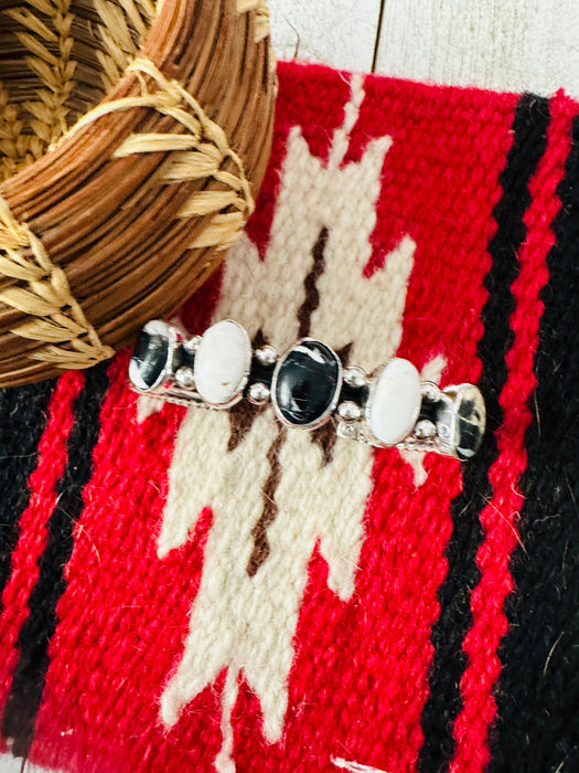 Navajo Sterling Silver & White Buffalo Cuff Bracelet