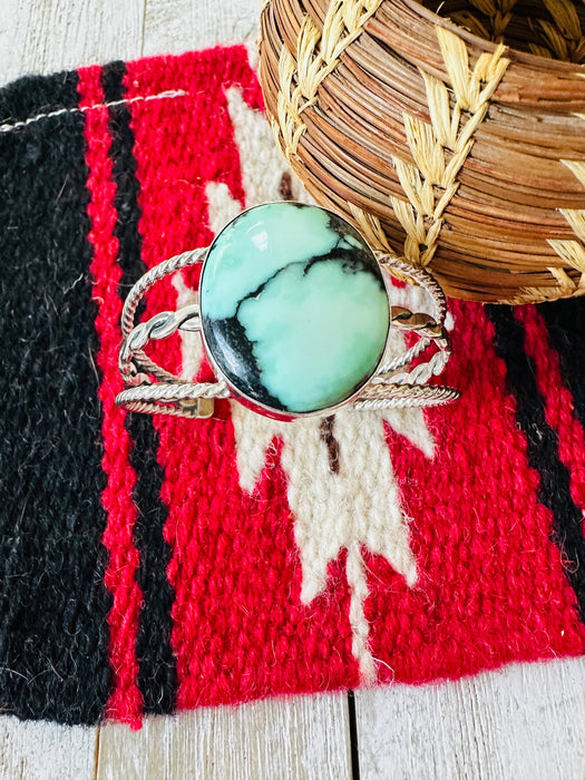 Navajo New Lander Turquoise & Sterling Silver Cuff Bracelet