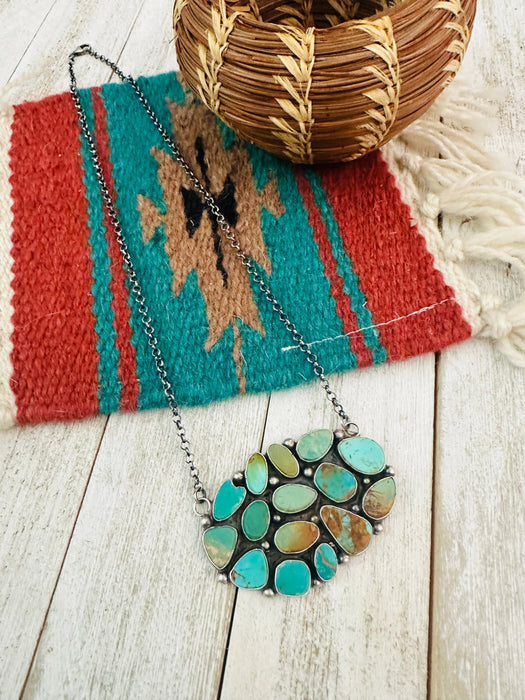 Navajo Sterling Silver & Royston Turquoise Necklace by Jacqueline Silver
