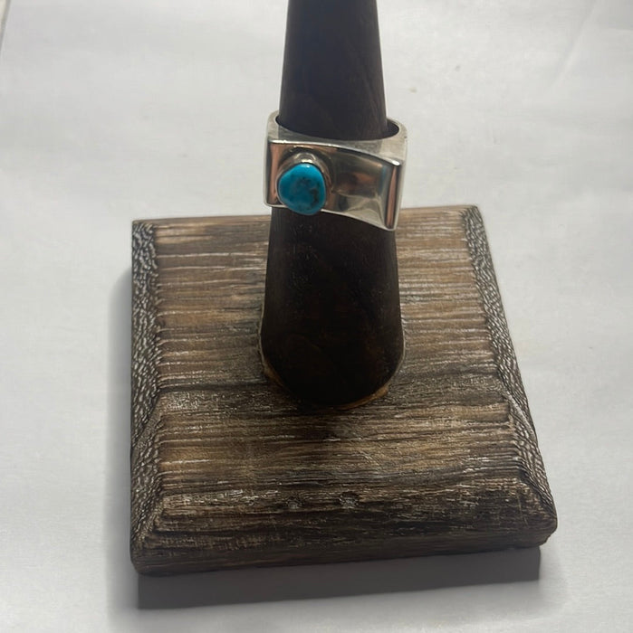 Navajo Sterling Silver Single Stone Turquoise Dome Ring - Culture Kraze Marketplace.com