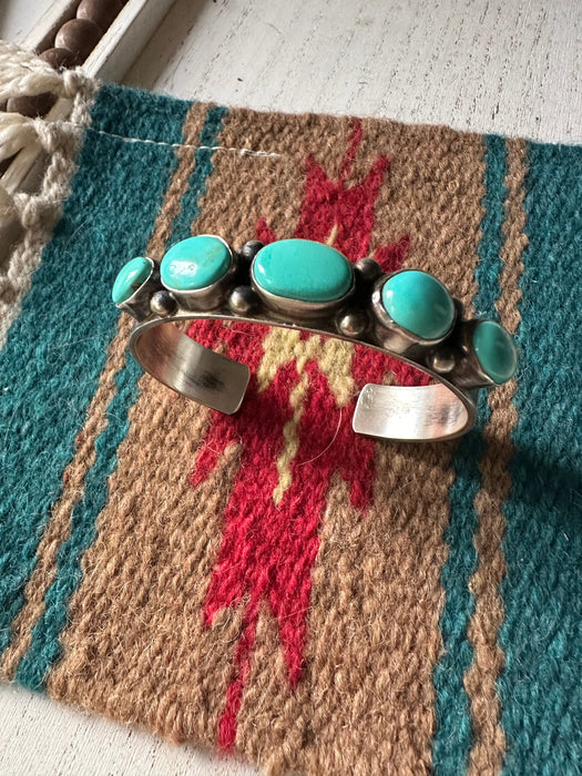 Navajo Turquoise & Sterling Silver Cuff Bracelet by Kathleen Livingston