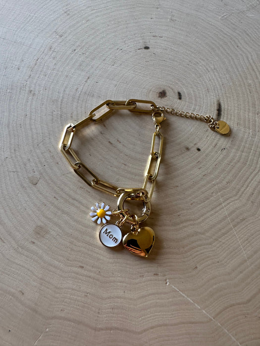 “The Golden Collection” Mom Handmade 14k Gold Plated Charm Bracelet