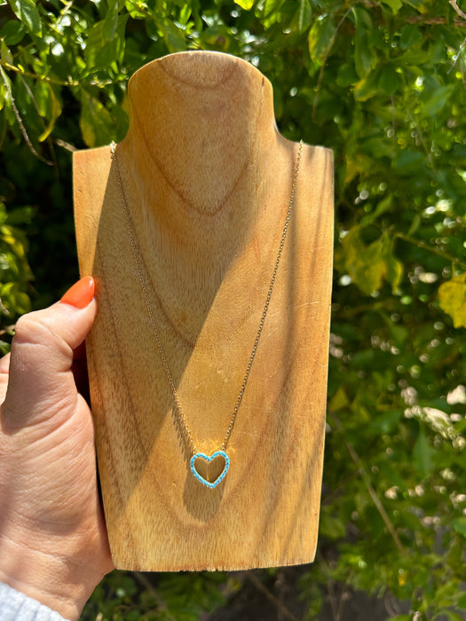 “The Golden Collection” Turquoise Heart Handmade Turquoise 18k Gold Plated Necklace