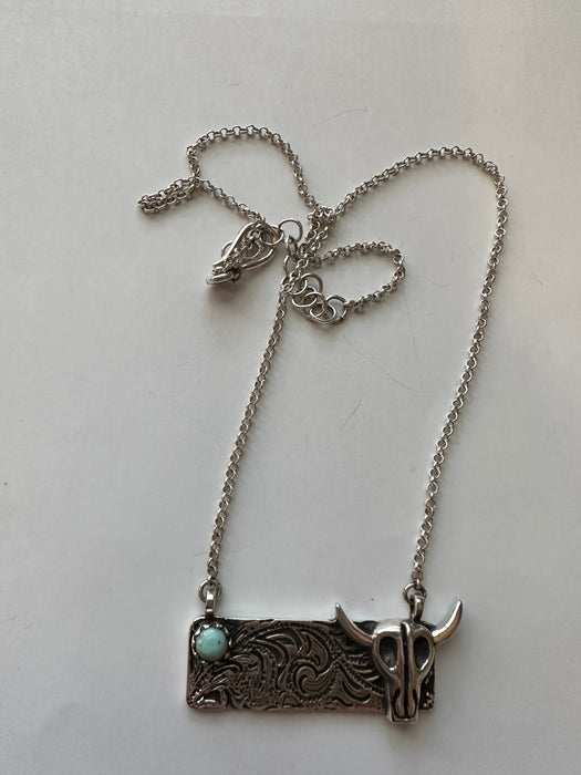 Wild One Handmade Sterling Silver Turquoise Bar Necklace