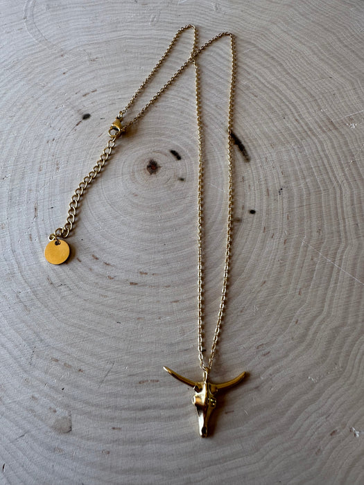 “The Golden Collection” Handmade 14k Gold Plated Bull Necklace