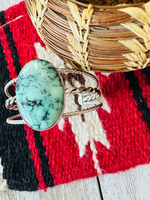Navajo New Lander Turquoise & Sterling Silver Cuff Bracelet