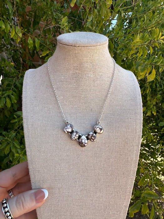 Handmade Sterling Silver & Wild Horse 5 Stone Necklace