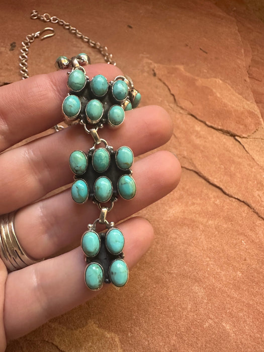 Handmade Turquoise & Sterling Silver Lariat Necklace