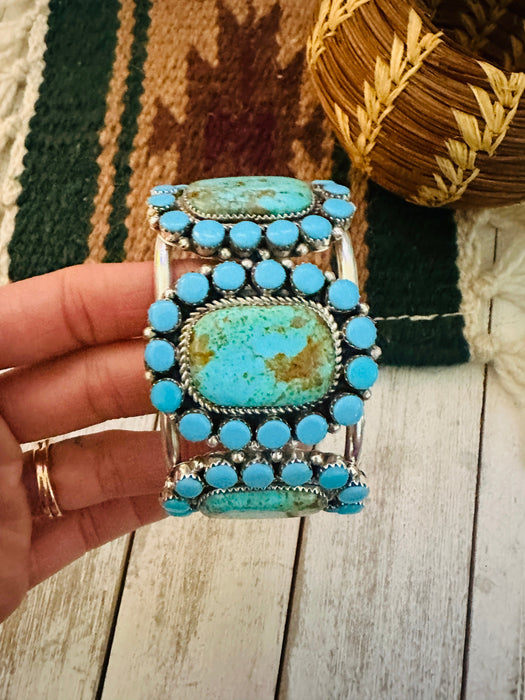 Navajo Kingman Turquoise & Sterling Silver Cuff Bracelet