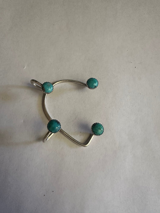 Navajo Sterling Silver & Turquoise Floating Stone Ear Cuff Signed Emer Thompson