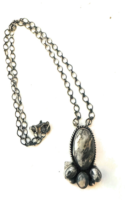 Navajo Sterling Silver & White Buffalo Chain Necklace
