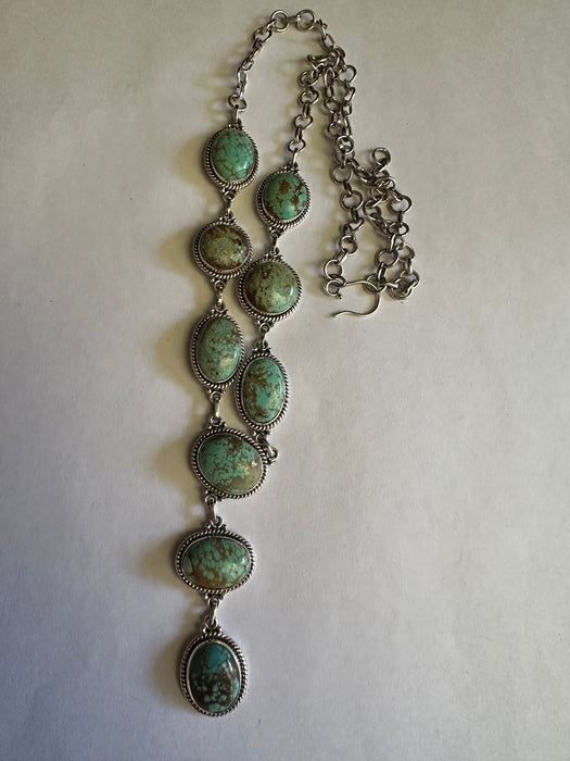 Handmade Number 8 Turquoise & Sterling Silver Lariat Necklace