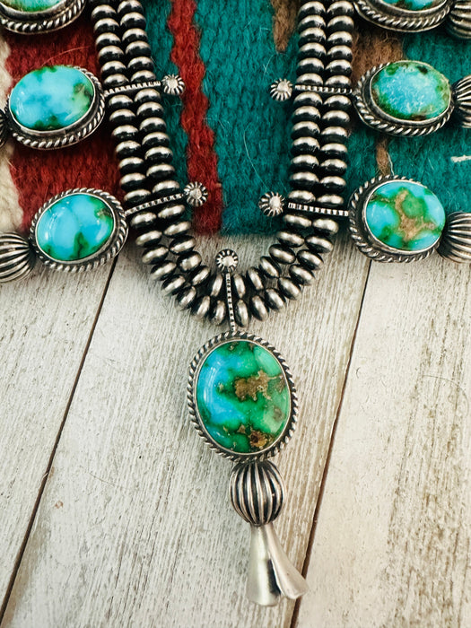 Navajo Sonoran Mountain Turquoise & Sterling Silver Necklace Set by Russell Sam