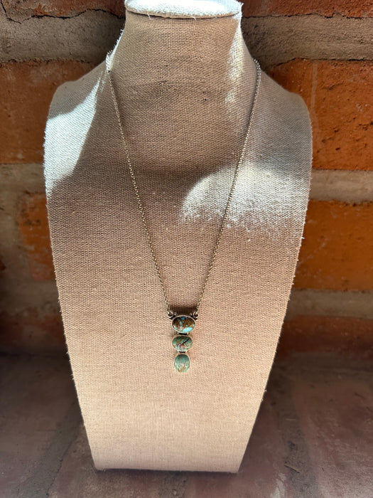 Handmade Sterling Silver & Turquoise 3 Stone Necklace