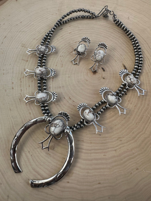 Handmade Sterling Silver, Wild Horse Squash Blossom Set