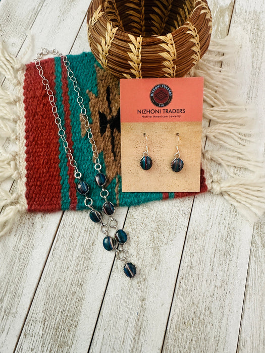 Navajo Rainbow Calsilica & Sterling Silver Necklace Set