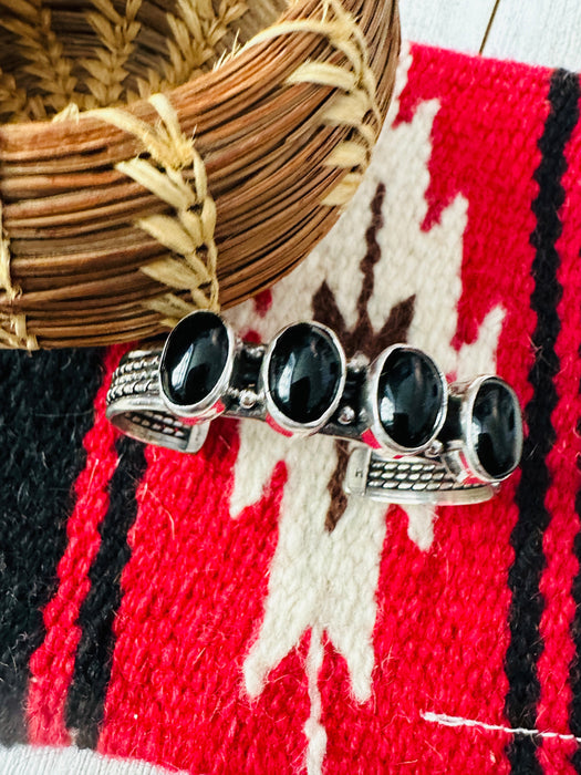 Navajo Sterling Silver & Onyx Cuff Bracelet